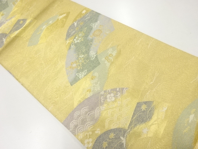 アンティーク　地紙に花模様織出し袋帯（材料）